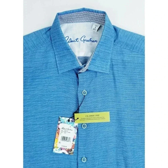 Robert Graham Size Small Classic Mens Linen Blend Brixton Embroidered Logo Shirt - Picture 10 of 10